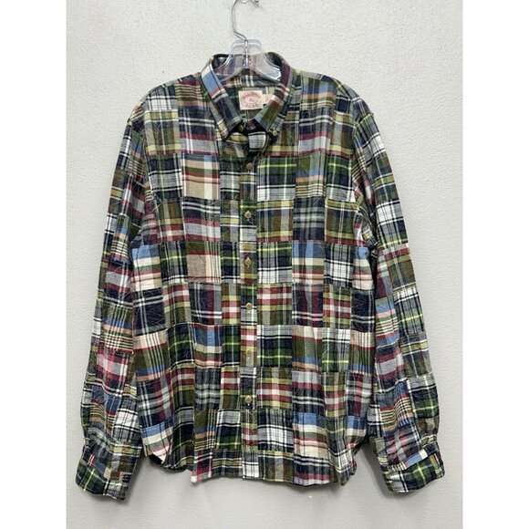 Brooks Brothers Button Down Shirt Mens XL Madras Patchwork Long Sleeve Plaid VTG - Picture 1 of 5
